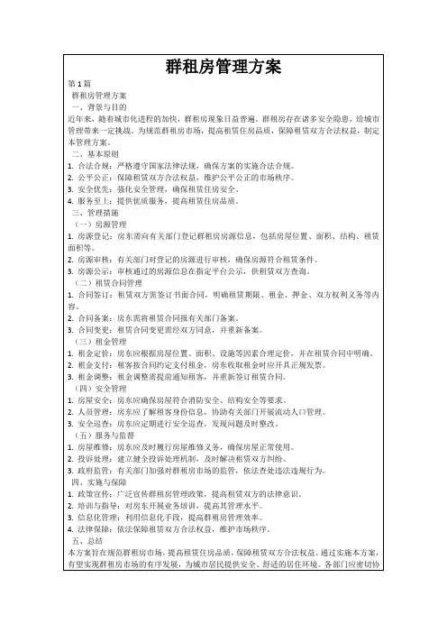 群租房管理方案