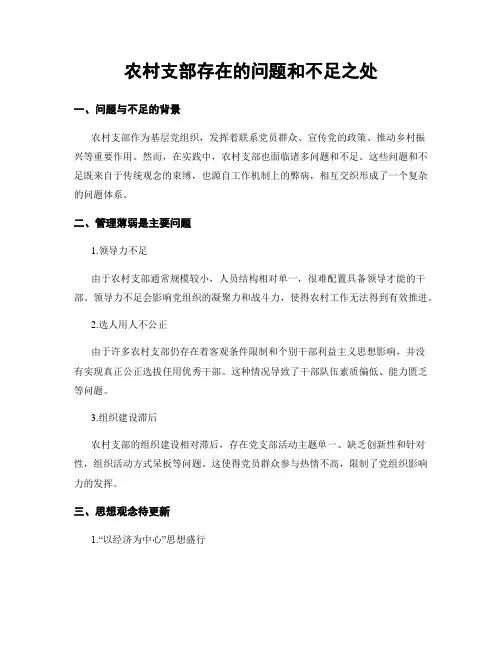 农村支部存在的问题和不足之处