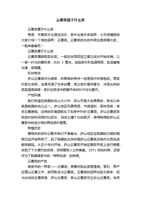 云雾茶属于什么茶