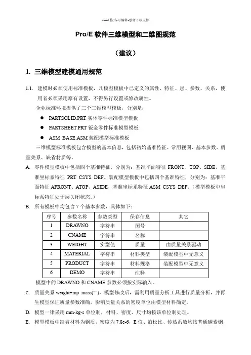 ProE软件三维模型和二维图规范