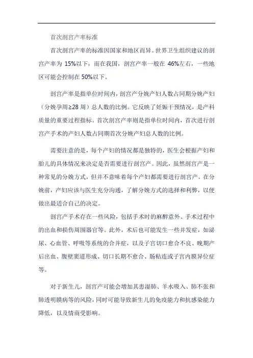 首次剖宫产率标准