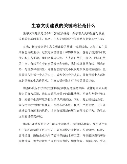 生态文明建设的关键路径是什么