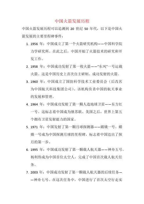 中国火箭发展历程