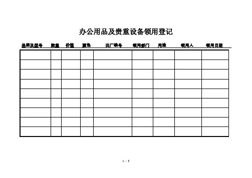 办公用品及贵重设备领用登记表及协议