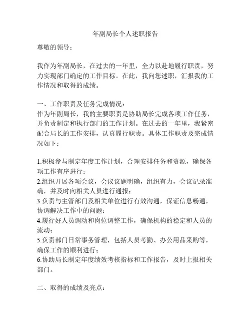 年副局长个人述职报告