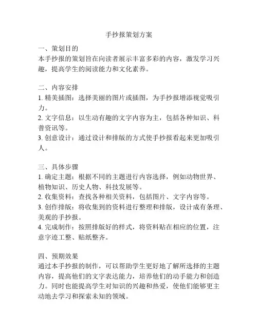 手抄报策划方案