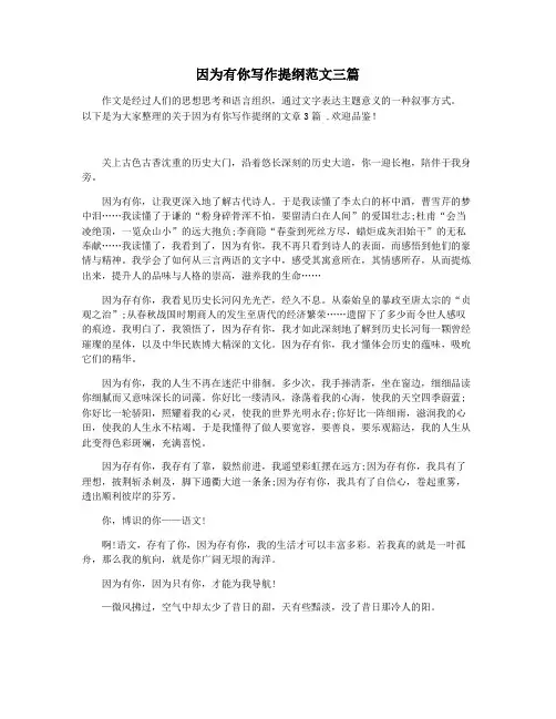 因为有你写作提纲范文三篇
