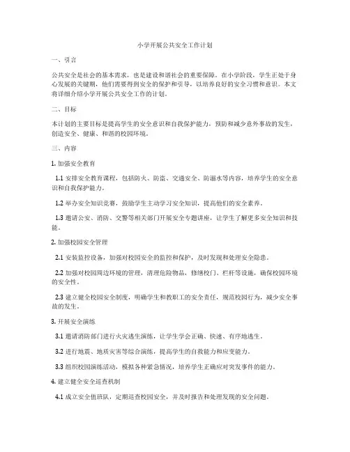 小学开展公共安全工作计划