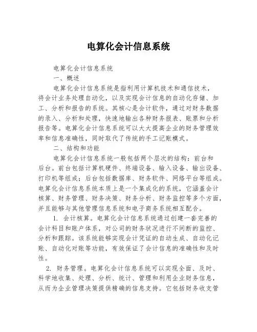 电算化会计信息系统