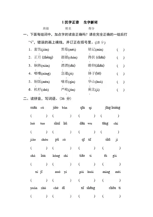 部编版六年级语文下册基础知识专项练习(带答案)