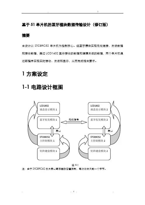 基于51单片机蓝牙模块传输数据毕业设计作品
