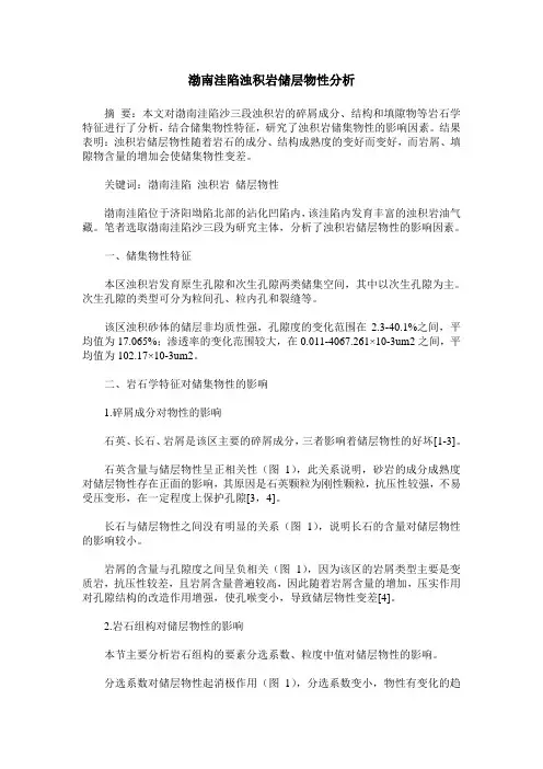 渤南洼陷浊积岩储层物性分析