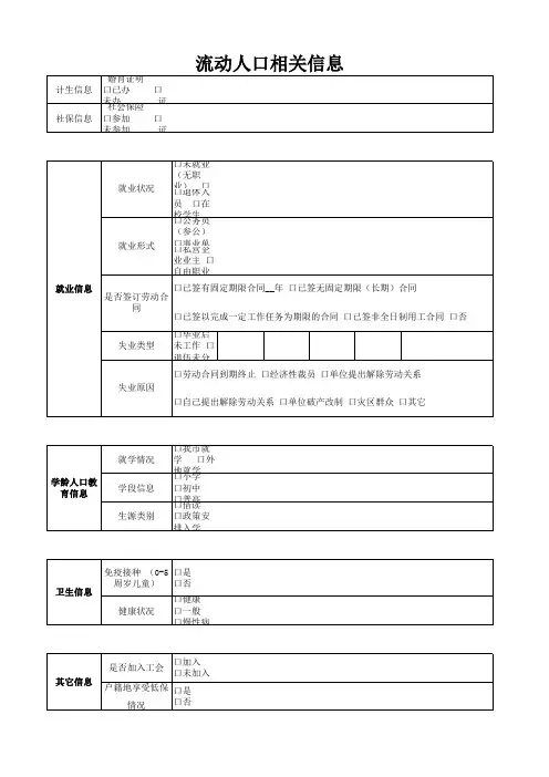 成都市居住证登记表