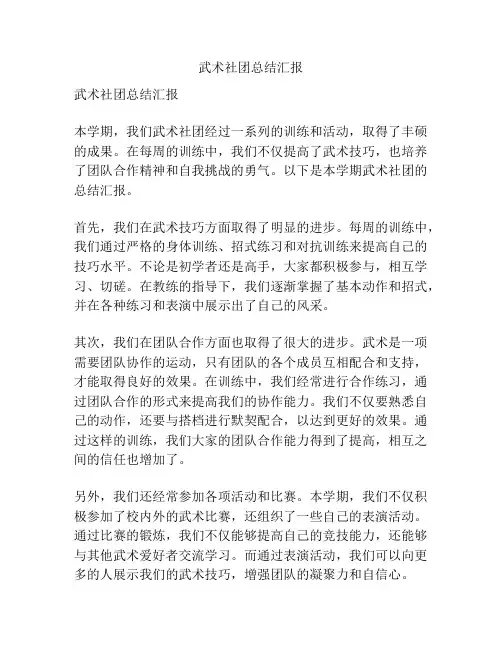 武术社团总结汇报