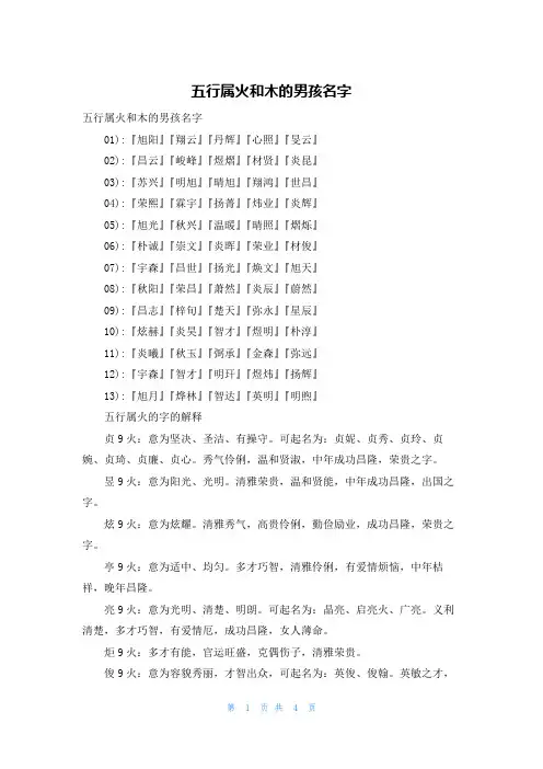 五行属火和木的男孩名字