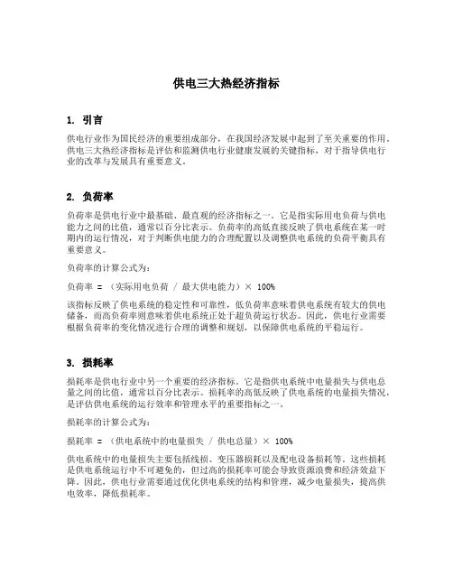 供电三大热经济指标