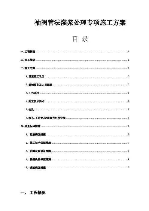 袖阀管法灌浆处理专项施工方案