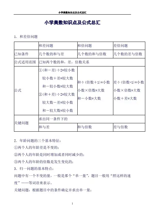 (完整word版)小学奥数知识点及公式总汇(感谢小成(良心出品必属精品)