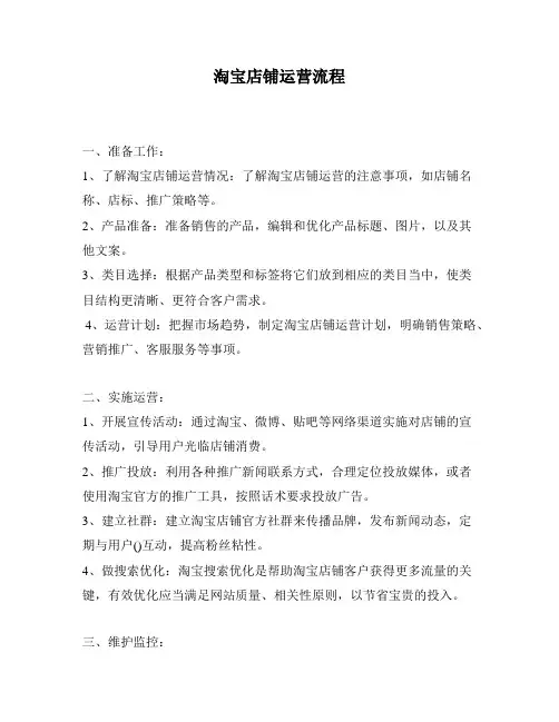 淘宝店铺运营流程