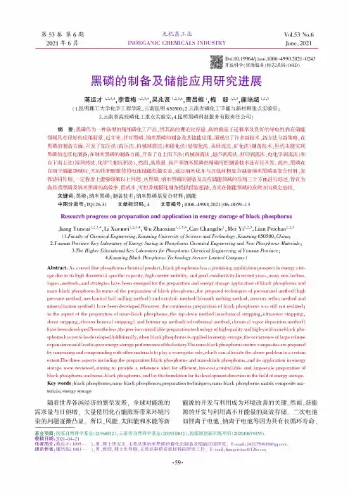 黑磷的制备及储能应用研究进展