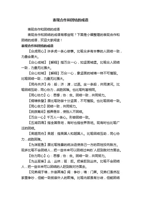表现合作和团结的成语