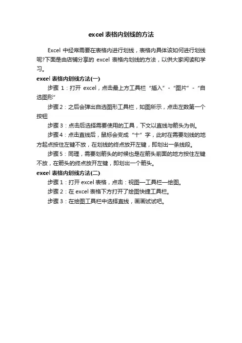 excel表格内划线的方法