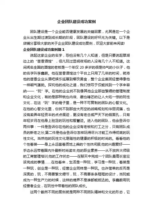 企业团队建设成功案例
