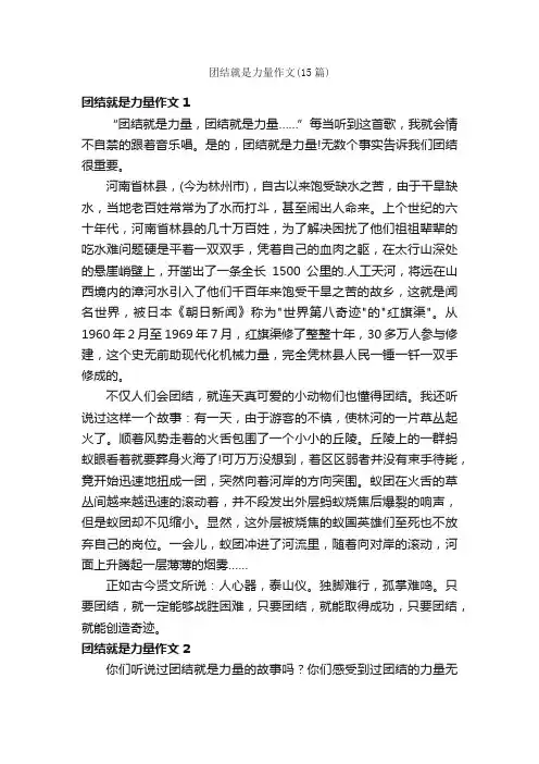 团结就是力量作文（15篇）