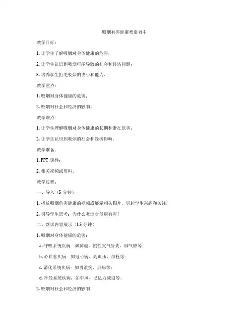 吸烟有害健康教案初中