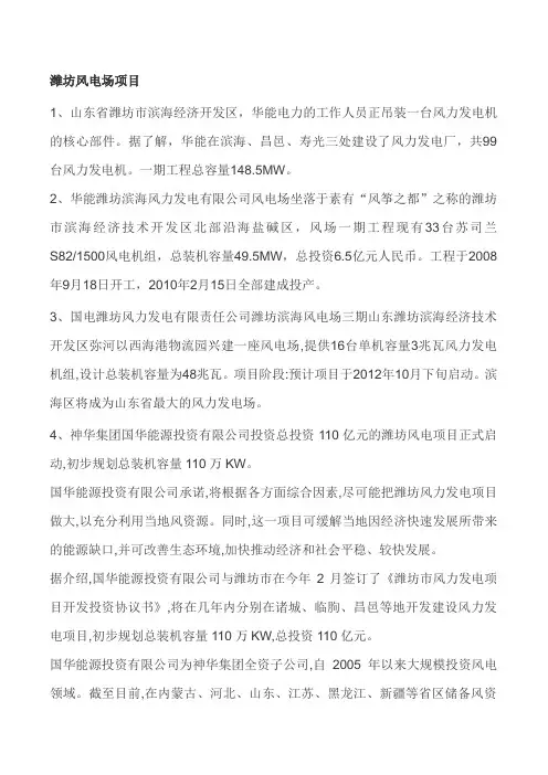 潍坊风电场资料