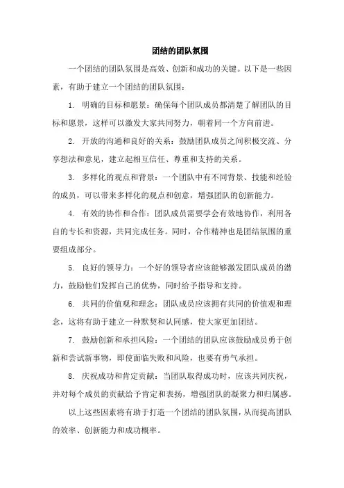 团结的团队氛围