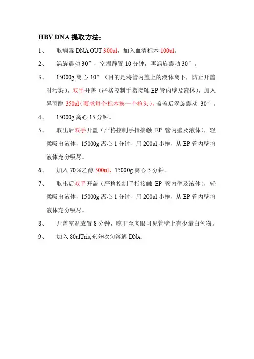 HBV DNA提取方法