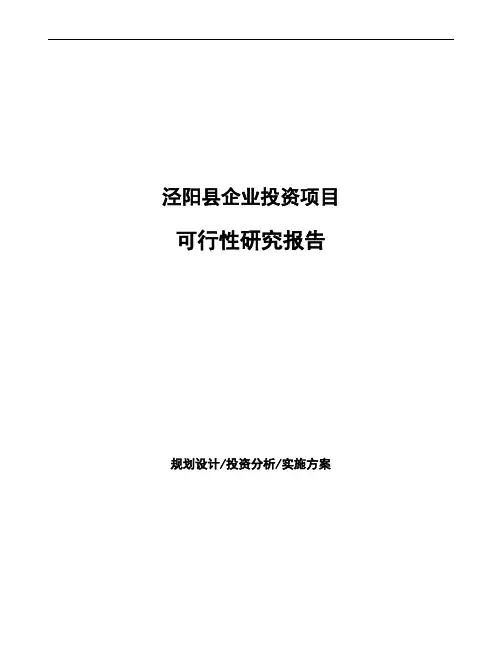 泾阳县投资建设项目可行性研究报告如何编写