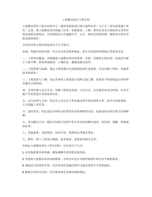 土地整改项目工程合同