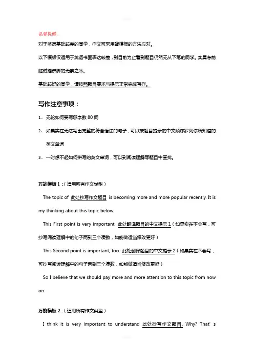 大学英语B作文万能模板