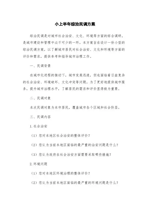小上半年综治民调方案