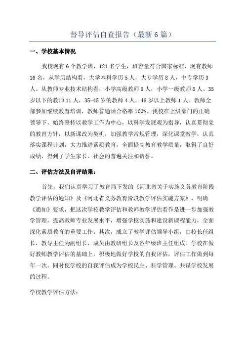 督导评估自查报告(最新6篇)