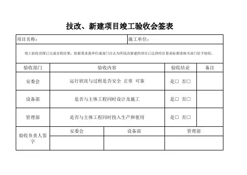技改新建项目验收会签表