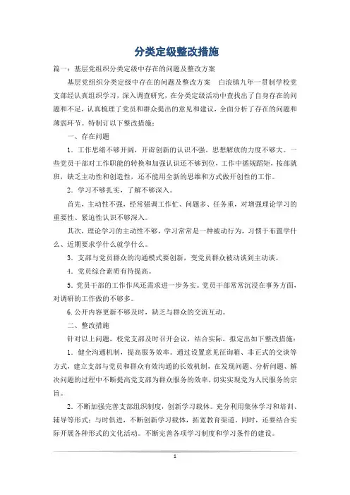 分类定级整改措施