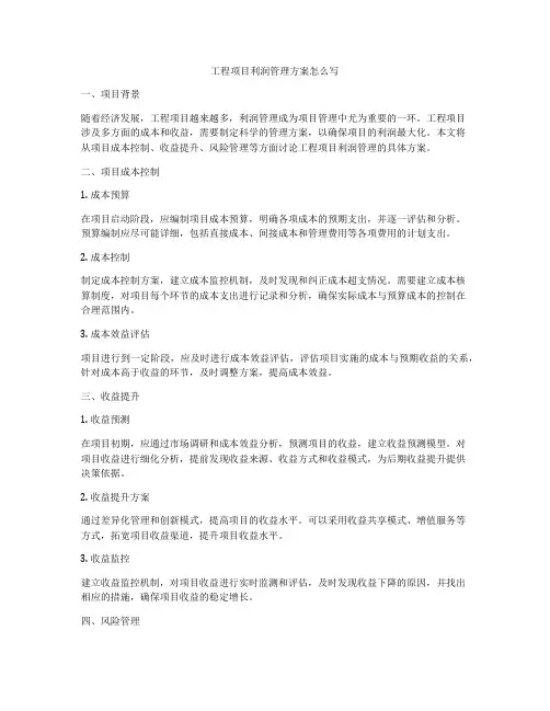 工程项目利润管理方案怎么写