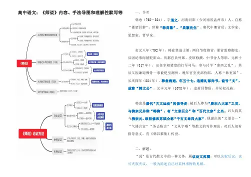 2020—2021学年人教版必修三 11.《师说》内容、手法导图和理解性默写等
