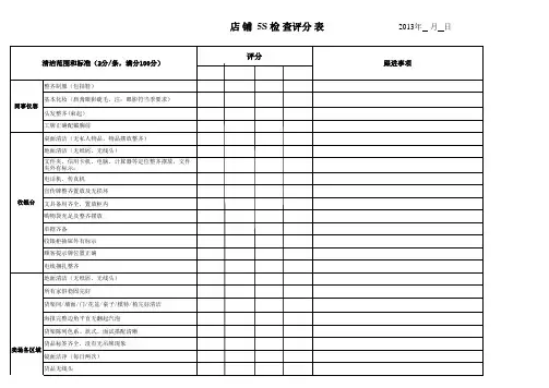 店铺标准5S检查评分表