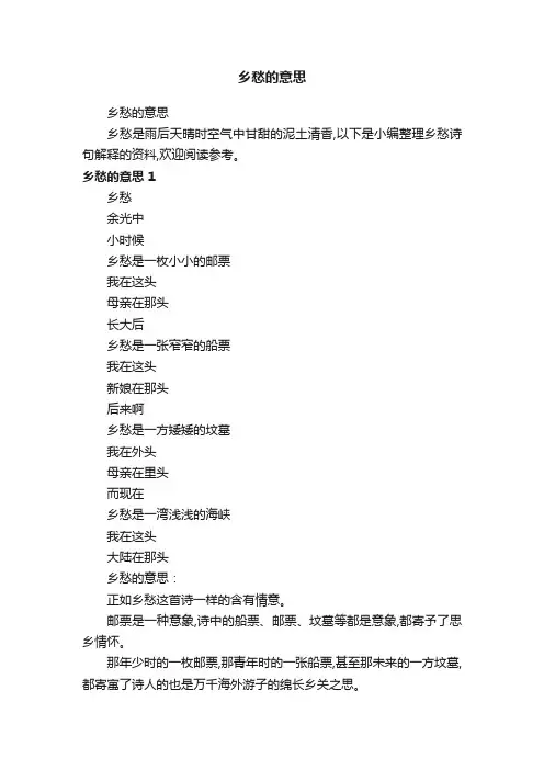 乡愁的意思