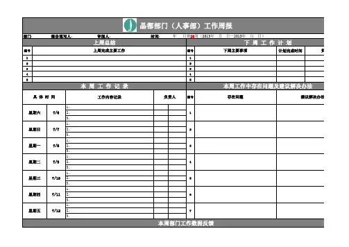 工作周报模板-人事部
