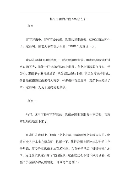 描写下雨的片段100字左右