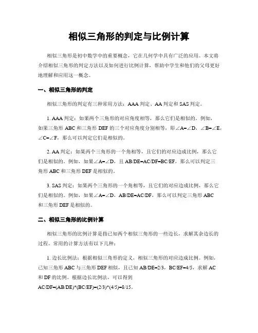 相似三角形的判定与比例计算