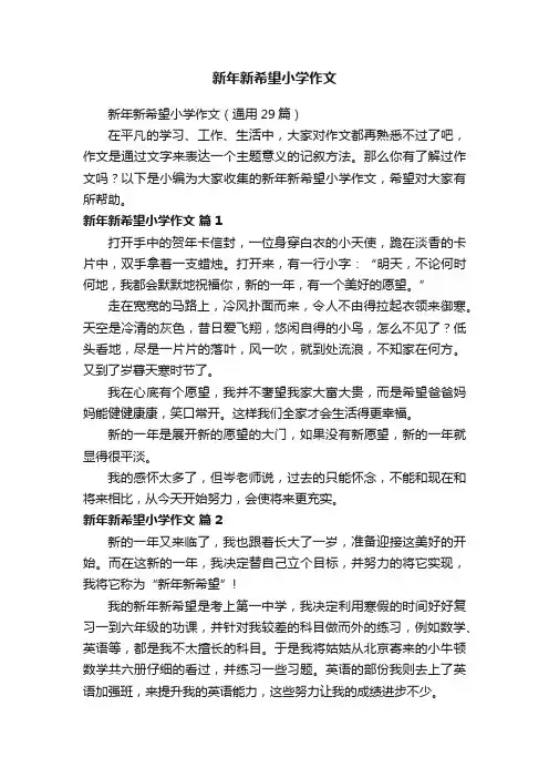 新年新希望小学作文（通用29篇）