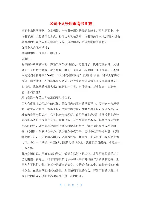 公司个人升职申请书5篇