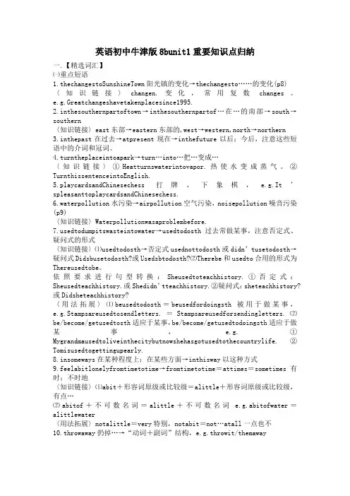 英语初中牛津版8bunit1重要知识点归纳