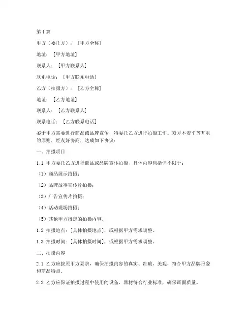 商家拍摄合作协议书范本(3篇)